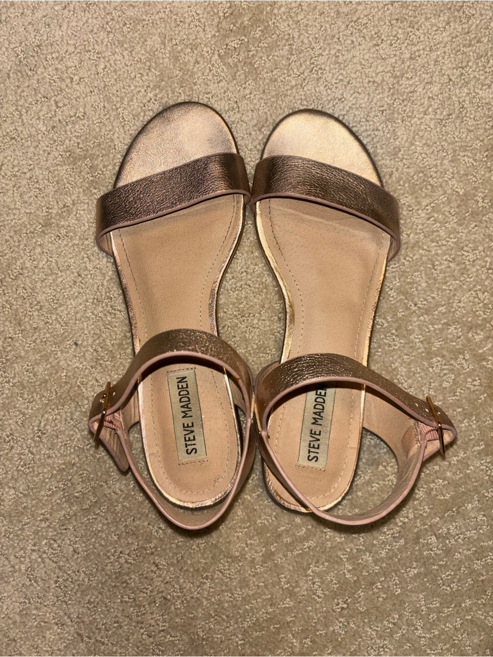 Steve Madden Metallic Pink-Gold Ankle Strap Sandals